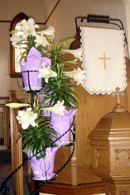 Easter Lillies by the pulpit
